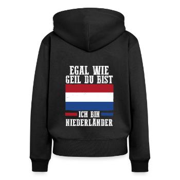 Niederländer Niederlande Holland - Frauen Premium Bio Zip Hoodie - Schwarz - Hinten - Julia (174cm)
