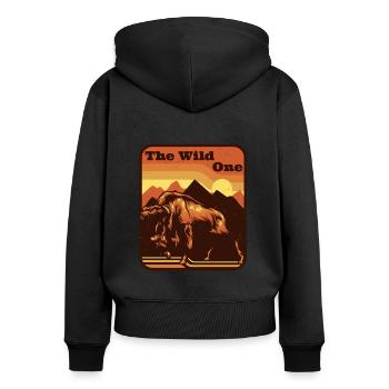 L’amoureux du bison sauvage Bovinae - Sweat à capuche zippé Premium bio Femme - noir - Dos - Julia (174cm)