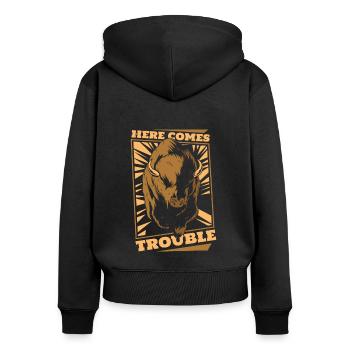 Voici les ennuis Bison d’Amérique du bison Bovinae - Sweat à capuche zippé Premium bio Femme - noir - Dos - Julia (174cm)
