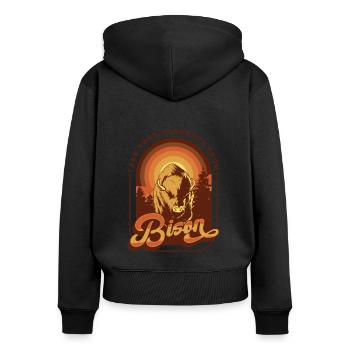 Prenez votre force de Bison Buffalo American - Sweat à capuche zippé Premium bio Femme - noir - Dos - Julia (174cm)