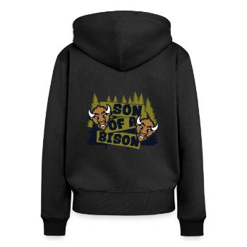Sohn eines Bisons Büffel Bovinae Amerikanischer Bison - Frauen Premium Bio Zip Hoodie - Schwarz - Hinten - Julia (174cm)