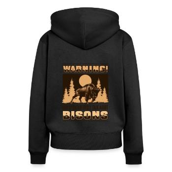 Peut parler spontanément des bisons Buffalo - Sweat à capuche zippé Premium bio Femme - noir - Dos - Julia (174cm)