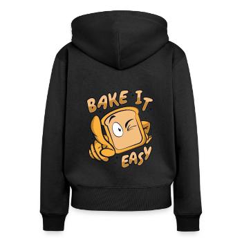 Bake It Easy Machine à pain Pâte à pain Bread Queen - Sweat à capuche zippé Premium bio Femme - noir - Dos - Julia (174cm)