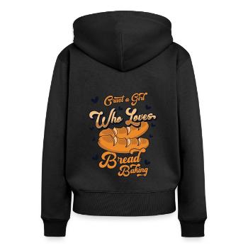 Fille qui aime le pain Boulangerie Amateur de Boulangerie - Sweat à capuche zippé Premium bio Femme - noir - Dos - Julia (174cm)