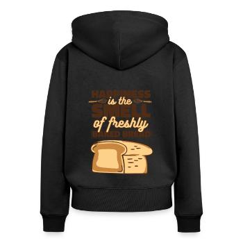Happiness Is The Smell Of Freshly Baked Bread - Women's Premium Organic Zip Hoodie - black - Back - Julia (174cm)