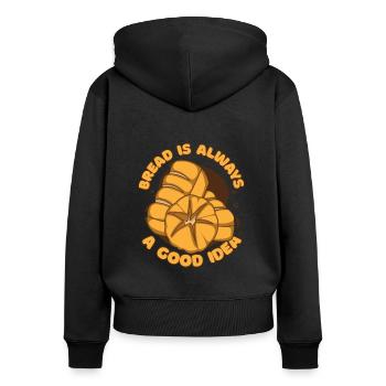 Le pain est toujours une bonne idée pour les amateurs de fabrication de pain - Sweat à capuche zippé Premium bio Femme - noir - Dos - Julia (174cm)