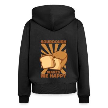 Sourdough Makes Me Happy Bread Maker Bread Dough - Women's Premium Organic Zip Hoodie - black - Back - Julia (174cm)