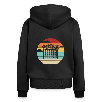 Amateur de bingo professionnel rétro Daubers - Sweat à capuche zippé Premium bio Femme - noir - Dos - Julia (174cm)