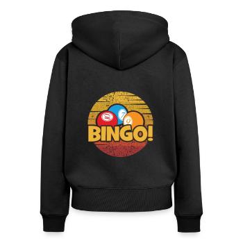 Amateur de bingo professionnel rétro Daubers - Sweat à capuche zippé Premium bio Femme - noir - Dos - Julia (174cm)