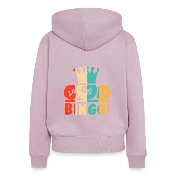 Retro Daubers Amateur de bingo professionnel - Sweat à capuche zippé Premium bio Femme - rose poudré - Dos - Julia (174cm)