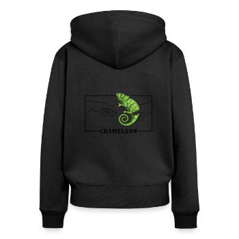 Michelangelo Erschaffung von Adam Chamäleon Panther - Frauen Premium Bio Zip Hoodie - Schwarz - Hinten - Julia (174cm)