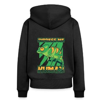 Impress Me Panthère humaine voilée Chamaeleonidae - Sweat à capuche zippé Premium bio Femme - noir - Dos - Julia (174cm)