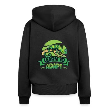 Learn To Adapt Veiled Panther Chamaeleonidae - Women's Premium Organic Zip Hoodie - black - Back - Julia (174cm)