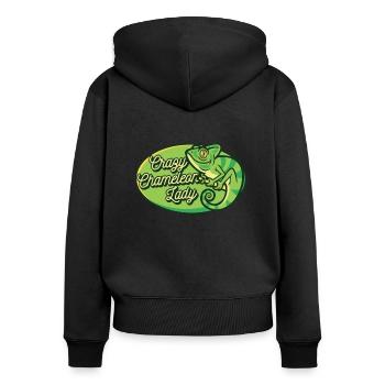 Chaméléon fou Lady Panther voilé - Sweat à capuche zippé Premium bio Femme - noir - Dos - Julia (174cm)