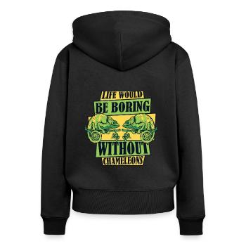 La vie serait ennuyeuse sans Chameleons Panther - Sweat à capuche zippé Premium bio Femme - noir - Dos - Julia (174cm)