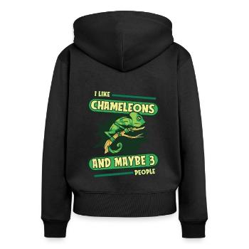 J’aime Chameleons And Maybe 3 People Panther - Sweat à capuche zippé Premium bio Femme - noir - Dos - Julia (174cm)