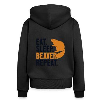 Essen Schlaf Biber Wiederholung Nordamerikanisch Eurasisch - Frauen Premium Bio Zip Hoodie - Schwarz - Hinten - Julia (174cm)