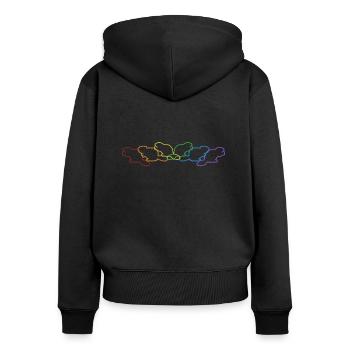 Biber LGBT Regenbogen Castor Canadensis Nord - Frauen Premium Bio Zip Hoodie - Schwarz - Hinten - Julia (174cm)