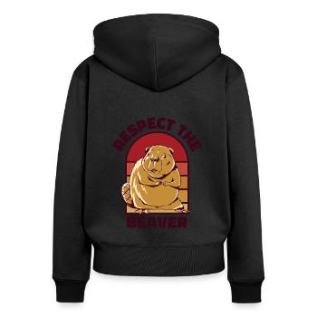 Respektieren Sie den Biber Castor Canadensis - Frauen Premium Bio Zip Hoodie - Schwarz - Hinten - Julia (174cm)