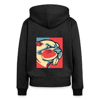 Biber Portrait Castor canadensis Nordamerika - Frauen Premium Bio Zip Hoodie - Schwarz - Hinten - Julia (174cm)