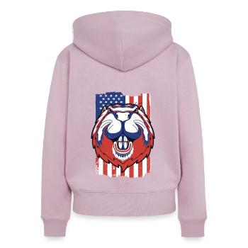 Biber Amerikanische Flagge Eurasischer Castor Canadensis - Frauen Premium Bio Zip Hoodie - Altrosa - Hinten - Julia (174cm)