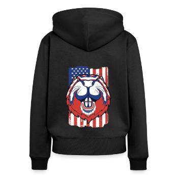 Castor Drapeau Américain Castor Canadensis - Sweat à capuche zippé Premium bio Femme - noir - Dos - Julia (174cm)