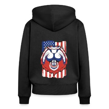 Biber Amerikanische Flagge Eurasischer Castor Canadensis - Frauen Premium Bio Zip Hoodie - Schwarz - Hinten - Julia (174cm)