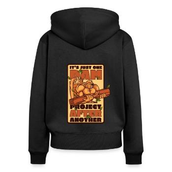 Nur ein Staudammprojekt reiht sich nach dem anderen Nordamerika - Frauen Premium Bio Zip Hoodie - Schwarz - Hinten - Julia (174cm)