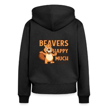 Biber Machen Mich Glücklich Castor Canadensis Eurasisch - Frauen Premium Bio Zip Hoodie - Schwarz - Hinten - Julia (174cm)