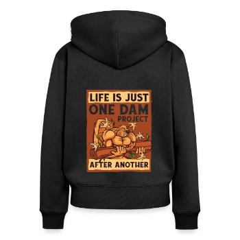 Ein Staudammprojekt nach dem anderen in Nordamerika - Frauen Premium Bio Zip Hoodie - Schwarz - Hinten - Julia (174cm)