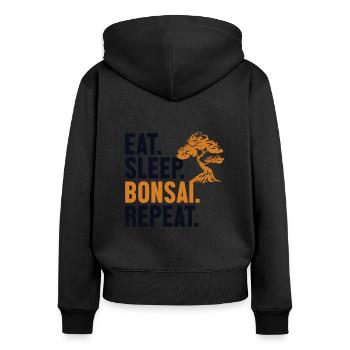 Eat Sleep Bonsai Repeat Indoor Bonsai Bonsai Pots - Women's Premium Organic Zip Hoodie - black - Back - Julia (174cm)