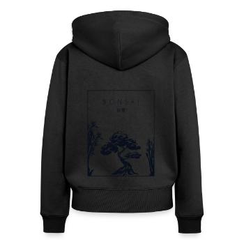 Bonsaï chinois Hanzi Penjing Bonsaï d’intérieur - Sweat à capuche zippé Premium bio Femme - noir - Dos - Julia (174cm)