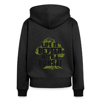 La vie est meilleure avec un bonsaï Penjing d’intérieur - Sweat à capuche zippé Premium bio Femme - noir - Dos - Julia (174cm)