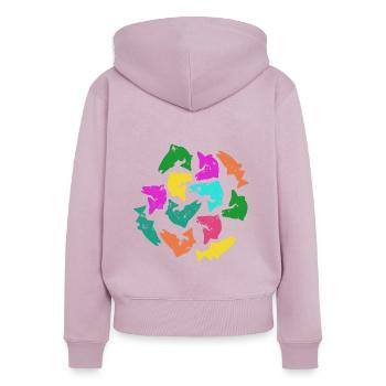 Lachs Lachse Angeln Fischen Erlebnis - Frauen Premium Bio Zip Hoodie - Altrosa - Hinten - Julia (174cm)