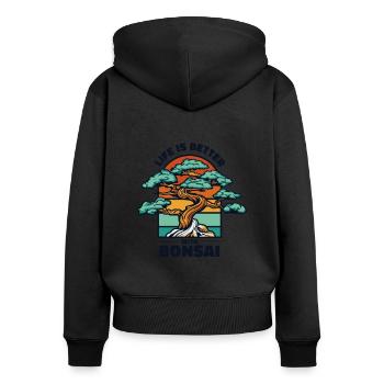 Life Is Better With Bonsai Indoor Bonsai Bonsai - Women's Premium Organic Zip Hoodie - black - Back - Julia (174cm)