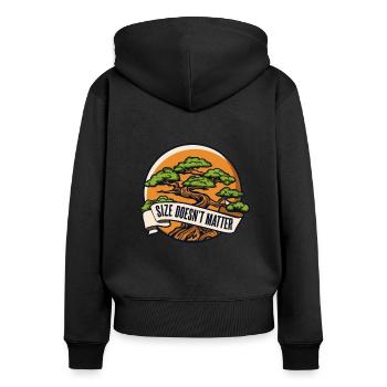 Die Größe spielt keine Rolle – Indoor-Bonsai-Bonsai-Töpfe - Frauen Premium Bio Zip Hoodie - Schwarz - Hinten - Julia (174cm)