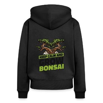Keep Calm And Grow Bonsai Bonsai Pots Penjing - Women's Premium Organic Zip Hoodie - black - Back - Julia (174cm)