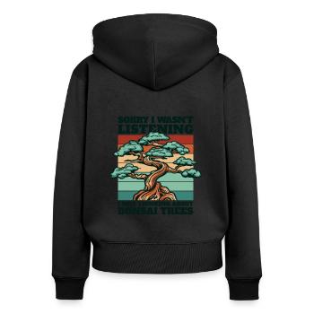 Dachte an Bonsai Bäume Indoor Bonsai - Frauen Premium Bio Zip Hoodie - Schwarz - Hinten - Julia (174cm)
