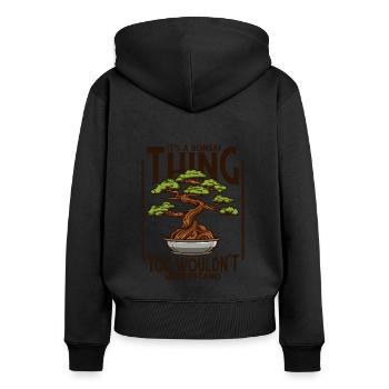 C’est un truc de bonsaï Pots de bonsaï Penjing Intérieur - Sweat à capuche zippé Premium bio Femme - noir - Dos - Julia (174cm)
