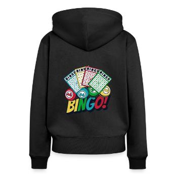 Daubers Professional Caller Bingo Lover Bingo - Sweat à capuche zippé Premium bio Femme - noir - Dos - Julia (174cm)