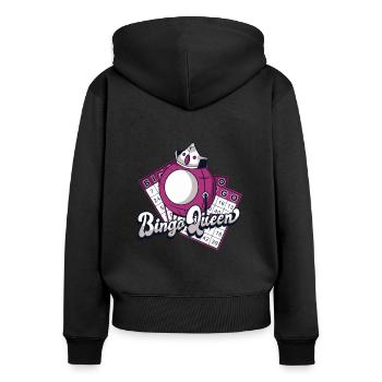 Bingo Queen Professioneller Anrufer Daubers Bingo - Frauen Premium Bio Zip Hoodie - Schwarz - Hinten - Julia (174cm)