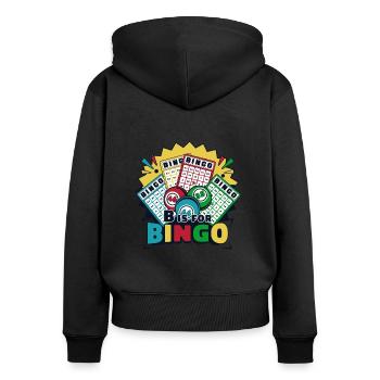 B Is For Bingo Daubers Professional Caller Bingo - Women's Premium Organic Zip Hoodie - black - Back - Julia (174cm)