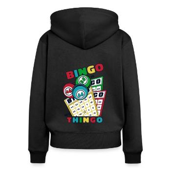 Bingo Is My Thingo Caller Daubers Professional - Women's Premium Organic Zip Hoodie - black - Back - Julia (174cm)