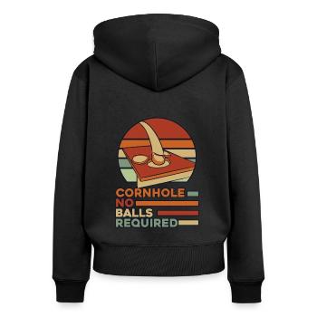 Keine Bälle erforderlich Spielbretter Sitzsack - Frauen Premium Bio Zip Hoodie - Schwarz - Hinten - Julia (174cm)