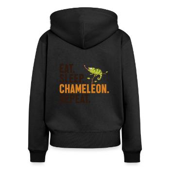 Manger Dormir Caméléon Répéter Voilé Panther Amant - Sweat à capuche zippé Premium bio Femme - noir - Dos - Julia (174cm)
