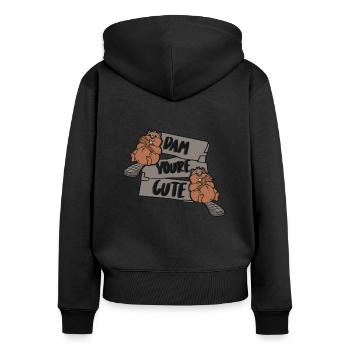 Dam You're Cute Castor Canadensis Nordamerika - Frauen Premium Bio Zip Hoodie - Schwarz - Hinten - Julia (174cm)