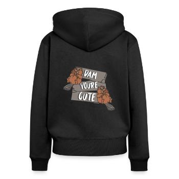 Dam You're Cute Castor Canadensis Nordamerika - Frauen Premium Bio Zip Hoodie - Schwarz - Hinten - Julia (174cm)