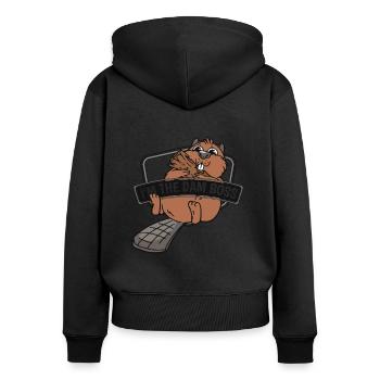 Ich bin der Damm Eurasischer Castor canadensis Biber - Frauen Premium Bio Zip Hoodie - Schwarz - Hinten - Julia (174cm)