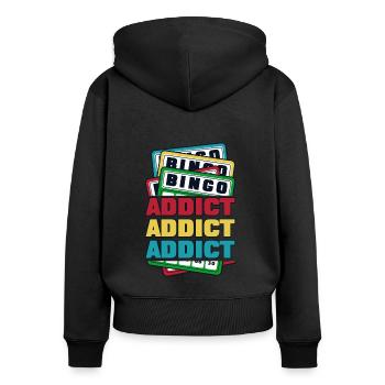 Bingo Addict Caller Daubers Bingo Professionnel - Sweat à capuche zippé Premium bio Femme - noir - Dos - Julia (174cm)