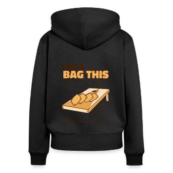 Lassen Sie uns diese Sitzsack-Spielbretter professionell eintüten - Frauen Premium Bio Zip Hoodie - Schwarz - Hinten - Julia (174cm)